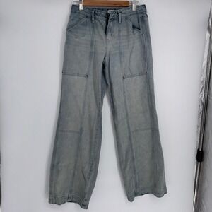 PacSun Casey Low Rise Light Wash Wide Leg Paneled Seam Carpenter Jeans Womens 26